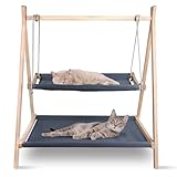 YeeBeny Katzenschaukelbett, Katzenschaukel zum Aufhängen, reinigbar für Hauskatzen, aus Holz, erhöht, für mehrere Katzen zum Schlafen und Spielen, 68,6 x 55,9 x 81,3 cm (L x B x H)