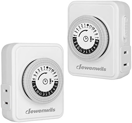 DEWENWILS Light Timer with 2 Polarized Outlets, 24 Hour Mechanical Timer, 30-Minute Intervals, Perfect for Lamps, Holiday Decor, Small Home Appliances, ETL Listed, 2 Pack