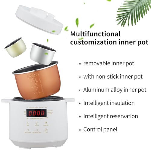 3 Liter Mini Elektro Schnellkochtopf Slow Cooker, Multikocher mit Reis Joghurt und Bratfunktion, Digitales Küchengerät für die Hausmannskost, Inklusive Dampfgarer und Warmhaltefunk