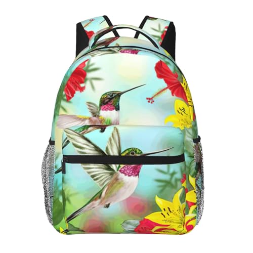 Mochila de senderismo EdWal con estampado de flores rojas e hibisco