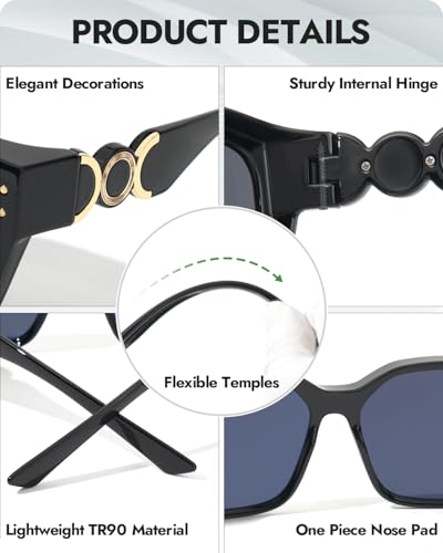 Meeloog Polarized Fit Over Sunglasses for Womens, Vintage Oversized Square Covers Sun Glasses UV400 Protection MST00683