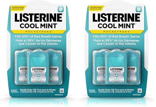 Listerine Pocketpaks Breath Strips, Cool Mint, 72 Count (Pack of 2)