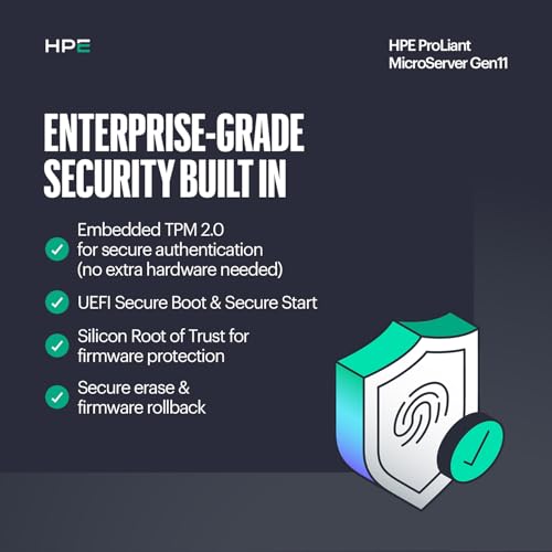 Image of Hewlett Packard Enterprise ProLiant MicroServer Gen11 Tower Server, Intel Xeon 6337P Processor, 32GB Memory, 4TB SATA HDD, 4LFF, iLO 6, Compact Tower SMB Server (HPE Smart Choice P92657-005)