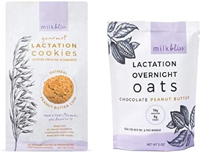 MilkBliss Soft Baked Lactation Cookies for Breastfeeding, All Natural and GMO Free Lactation Boosting Ingredients! Oats, Flaxseed, Brewers Yeast. 12 Count. (Peanut Butter Lovers)