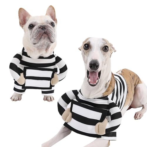 Disfraz cómodo de prisionero para perro pequeño talla L miniatura 2
