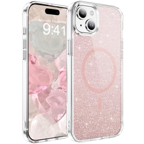 COTDINFOR Magnetic for iPhone 15 Case Glitter Cute Slim Pink JYS