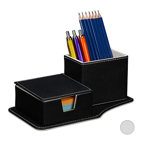 Relaxdays Schreibtisch Organizer Kunstleder, schwarz