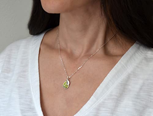 Personalized Peridot Necklace, August Teardrop Birthstone Necklace, Bridesmaid Necklace, Custom Initial Necklace, Birthday Gift for Her2