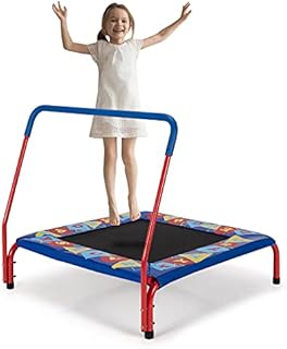 COSTWAY Mini Trampoline, Kids Exercise Rebounder with Foam Handrail and Safety Padded Cover, Toddler Square Trampolines for Indoor Outdoor (36 Inch)
