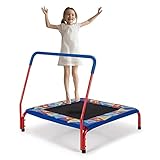 COSTWAY Mini Trampolin 92 x 92cm, Fitness Trampolin mit Griff, Kindertrampolin bis 150kg belastbar, Gartentrampolin, Indoor- und Outdoortrampolin für Kinder