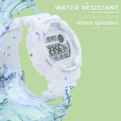 Image of Carlington Kids Digital Watch for Boys and Girls Age 3 to 14 Years Multicoloured Band with Alarm and Date Display - 9121