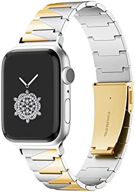 42/44/45mm Gold/Sliver Man UltraThin Stainless Steel Smartwatch Band Compatiable for Apple Watch Series8/7/6/5 Women Slim Durable Bracelet for Iwatch 8/7 image 4