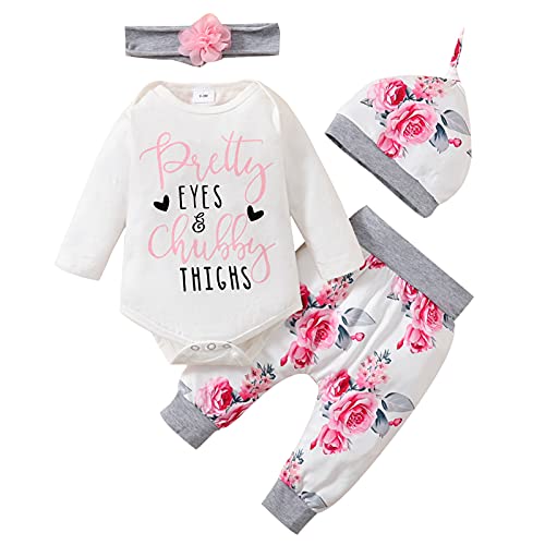 Image of Newborn Infant Baby Girl Clothes Short Floral Girl Outfits Summer Baby Girl Gifts Set