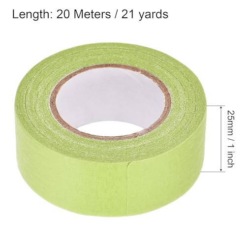 Image of uxcell 3Pcs 25mm 1 inch Wide 20m 21 Yards Masking Tape Painters Tape Rolls Light Green