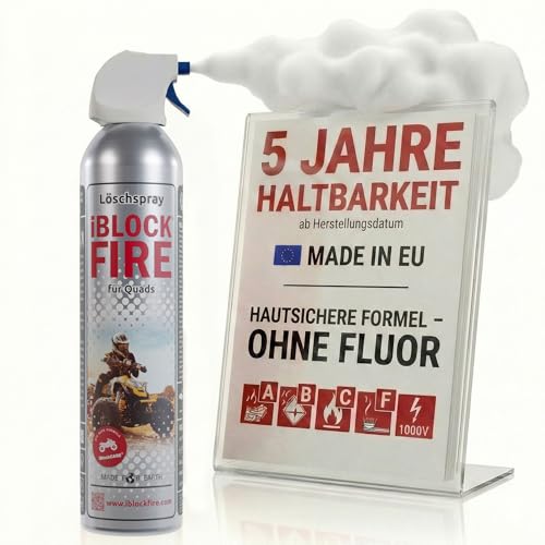 notlok Safety Work - 600ml Feuerlöschspray | iBlockFIRE Klein Feuerlöscher: Motorrad, Quad, Motorroller | Feuerlöscher Schaum-Gel von Feuer: A B C E F | Fettbrandlöscher, Brandschutzspray