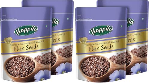 Image of Happilo Premium Authentic Flax Seeds Roasted 250g (Pack of 4) | Omega-3, Protein & Fiber | Alsi Seeds for Hair Growth, Weight Management & Diet