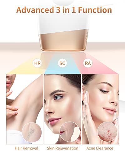 Laser Hair Removal for Women and Men, Newest 3 in 1 IPL Hair Removal, Permanent Hair Remover At Home, 9 Energy Levels, 999,900 Flashes Painless, Safe, Cleared for Facial Bikini Whole Body