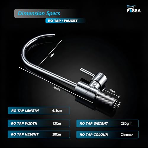 Image of Fossa RO Tap Kitchen Water Filter Faucet | 100% Lead-Free Drinking Water Faucet | 304 Stainless Steel Body | Brushed Nickel | Wall Mount Kitchen RO Tap (Chrome Finish)
