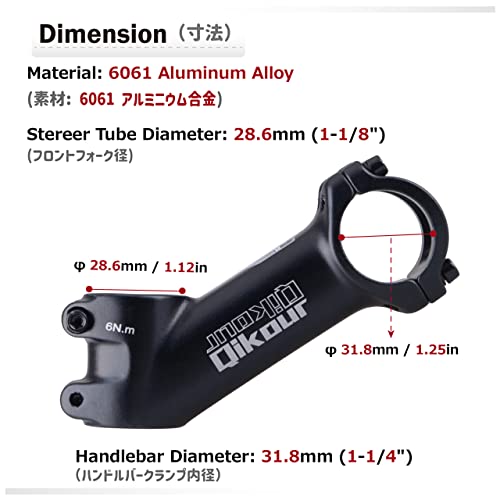 YAPJEB 31.8 Handlebar Stem Riser 35 Degree Bike Stem 70mm 80mm 90mm Bicycle Stem MTB Stem for Mountain Bike Road Bike BMX MTB (31.8 x 70mm)