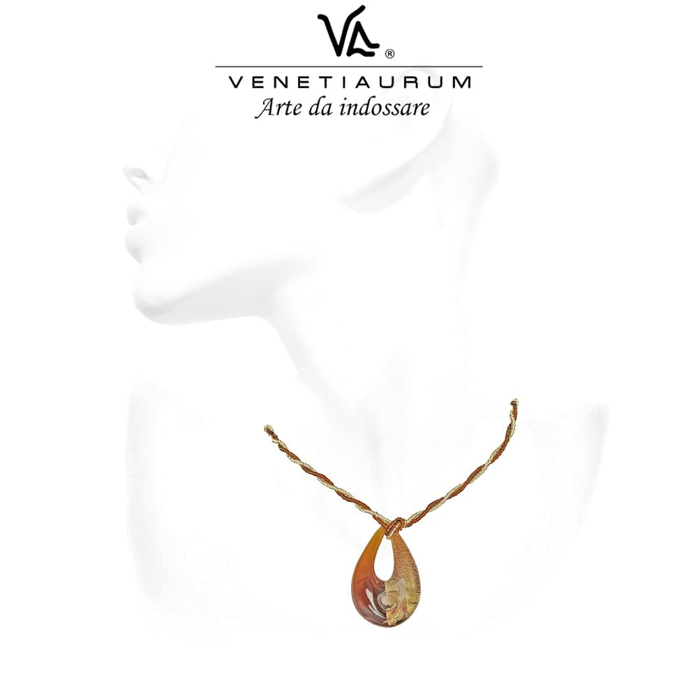 Venetiaurum - Collana per Donna con goccia in Vetro Originale di Murano e Argento 925 - Gioiello made in Italy certificato