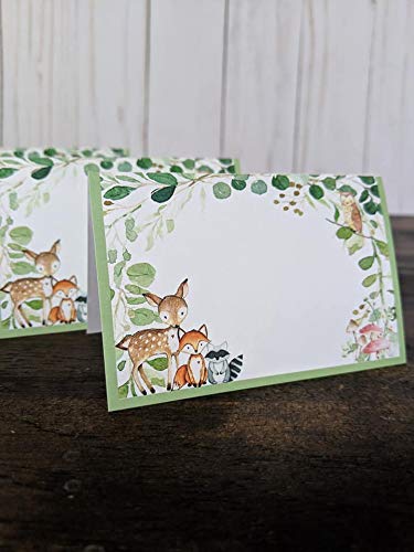 Set of 12 Woodland place cards Food labels Woodland Baby shower decor Woodland Birthday party decor