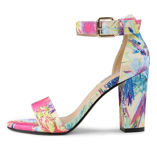 JOY IN LOVE Womens 3.5" Chunky Block High Heels Ankle Strap Heeled Sandals2