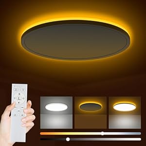 LED Deckenleuchte, 24W Deckenlampe mit 1800K Nachtlicht Amber 30cm, Weiß