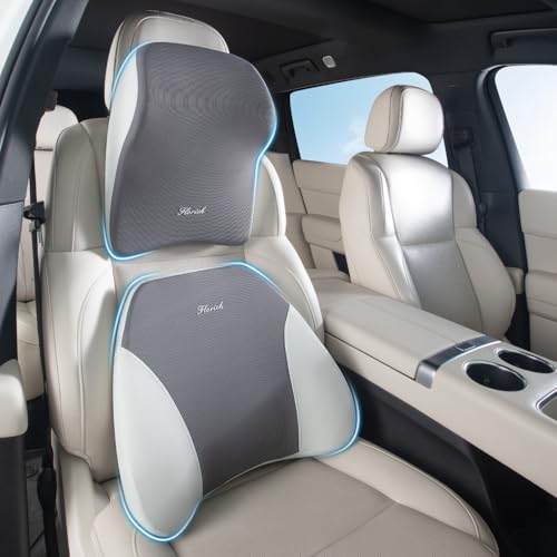 FLORICH Lumbar Support and Car Neck Pillow, Back Support and Headrest Pillow for Car Seat Driver, Memory Foam Back Neck Support Pillow and Car Seat Lumbar Support for Car Office Chair - Gray by FLORICH - Used condition - US$8.63
