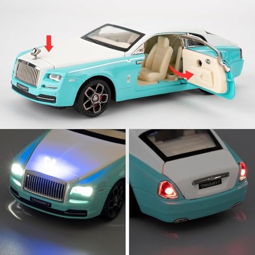 Image of 1 /32 Scale Rolls Royce Wraith Blue Luxury Model Car Toy