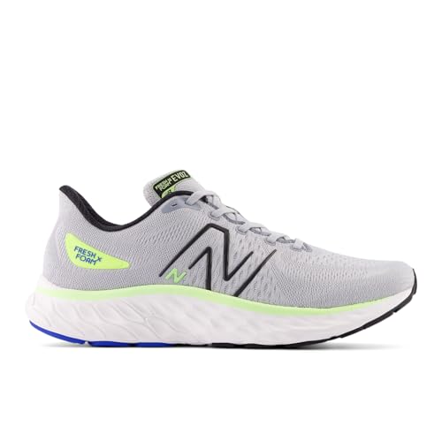 New Balance New Balance Men's Fresh Foam X Evoz V3 Running Shoe, Aluminum Grey/Black/Bleached Lime Glo, 7