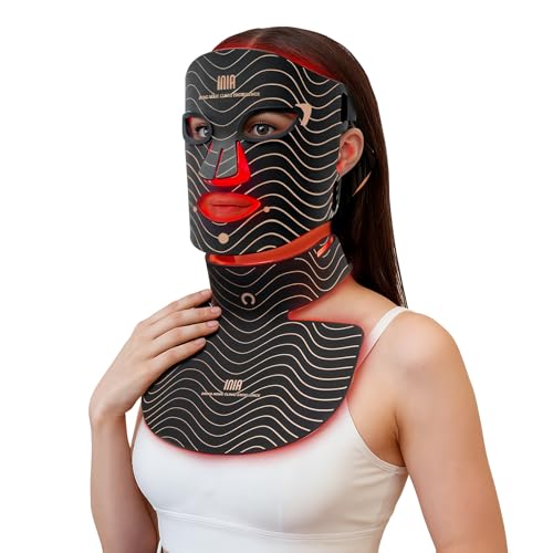 Red Light Therapy Mask for Face & Neck – 4 Light Modes with 850nm NIR, Red, Yellow & Blue LED Light Therapy, 2600mAh Rechargeable LED Face Mask for Anti-Aging, Skin Firming & Radiant Glow at Home