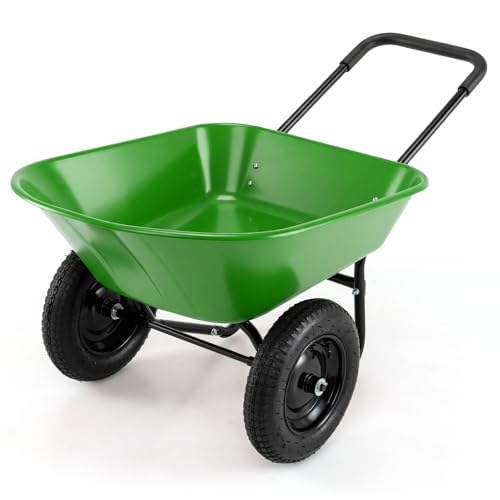 Goplus Dual Wheel Wheelbarrow with Pneumatic Tires