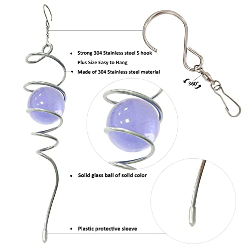 Image of Aoedelyart Gazing Ball Spiral Decorative Wind Spinner Tail Sun Catcher 11inch Tail and 2 inch Glass Orb.Wind Spinner Stabilizer Indoor Outdoor Garden Decoration,Garden Gift-13 inch Height (Purple)