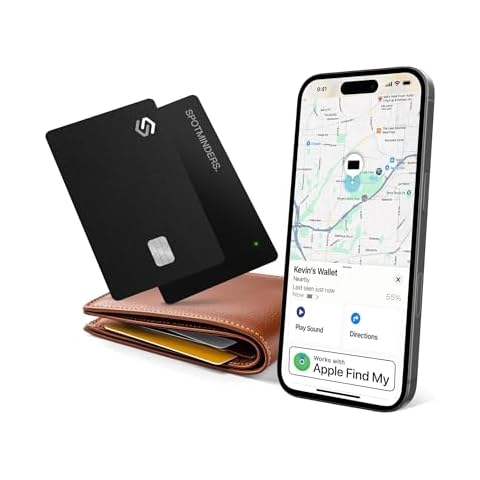 SPOTMINDERS Apple MFi Certified Wallet Tracker Bundle (iOS Only) - Works with Apple Find My Tracking Card for Wallet Rechargeable Tag IP68 0.07in Slim iPhone Item Finder Cover