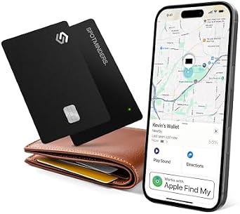 SPOTMINDERS Apple MFi Certified Wallet Tracker Bundle iOS Only - Works with Apple Find My Tracking Card for Wallet Rechargeable Tag IP68 0.07in Slim iPhone Item Finder