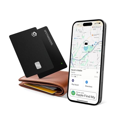 SPOTMINDERS Apple MFi Certified Wallet Tracker Bundle (iOS Only) - Works with Apple Find My Tracking Card for Wallet Rechargeable Tag IP68 0.07in Slim iPhone Item Finder