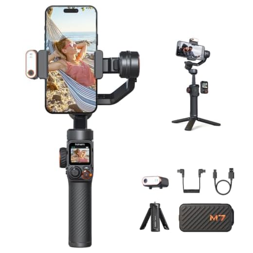 Hohem iSteady M7 Gimbal Stabilizer for Smartphone, Magnetic AI Tracker Fill Light, Detachable Touchscreen Remote Controller, Built-in Extension Rod, 500g Payload Gimbal Stabilizer for iPhone Android