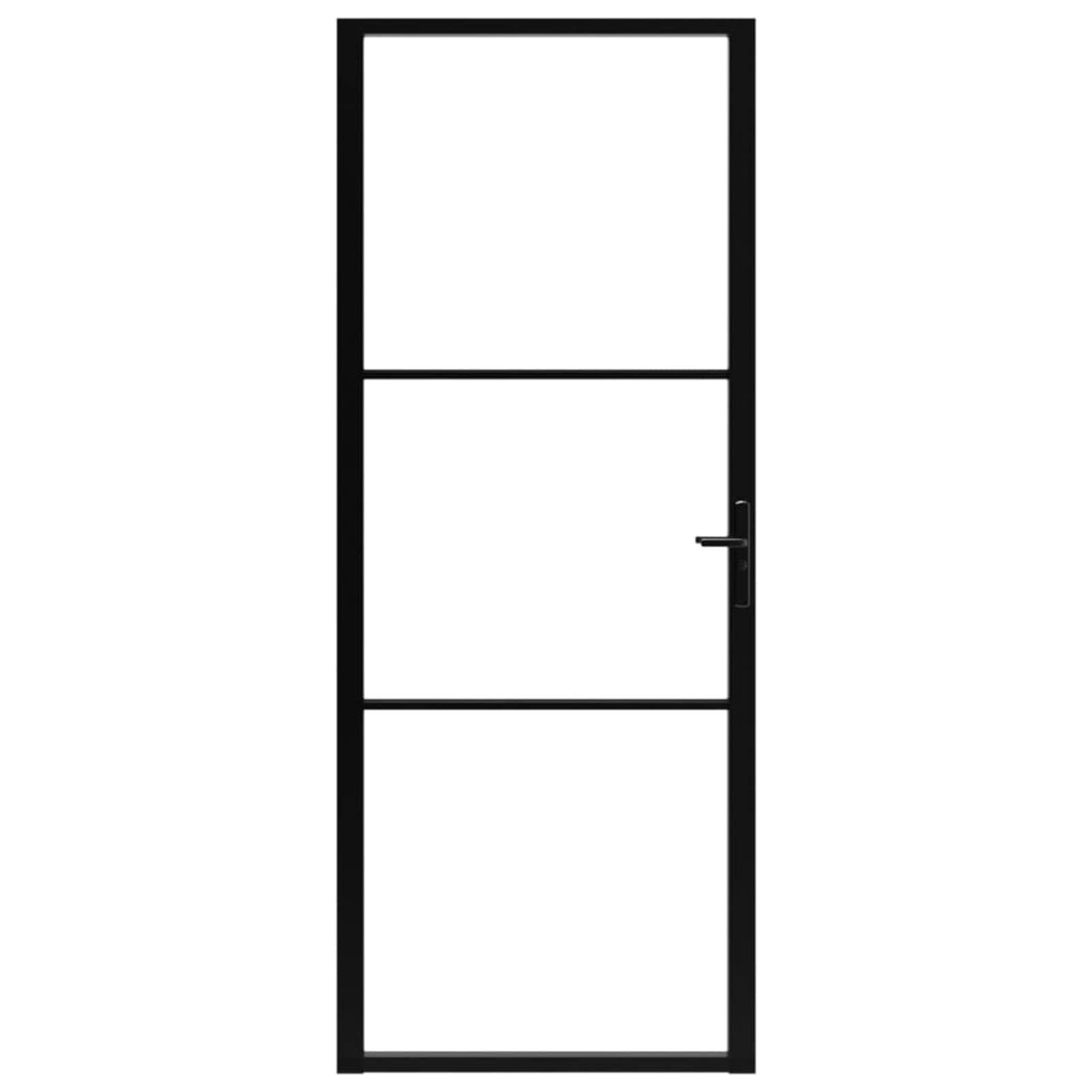 Homgoday Innentür Glastür Zimmertür Komplettset Tür mit Griff Drehtür Wohnungstür Modernes Design Bürotür Einzeltür mit Montagezubehör ESG Glas und Aluminium 83x201,5 cm Schwarz