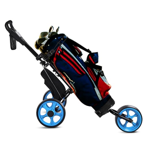 JANUS Golf Cart, Foldable Golf Push Cart, Golf Bag Cart, Fits Golf Stand Bag and Golf Cart Bags, Golf Caddy Cart with Optional Large Wing or Small Wing, Includes Ice Bag