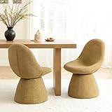 DAYALANE Chaises de Salle à Manger Lot de 2 Pivotant à 360° Chaise de Cuisine Scandinave en Chenille Chaise de Salon Élégante pour Cuisine Salon Chambre, Jaune