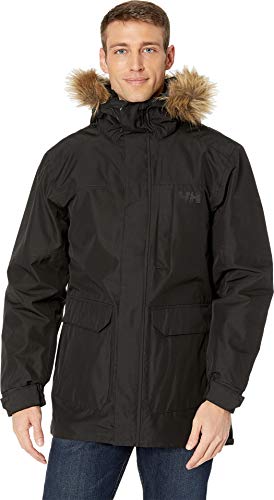 Helly Hansen Men's Dubliner Parka 100 Gram Primaloft Insulated Waterproof Windproof Breathable Rain Coat with Hood, 990 Black, Large