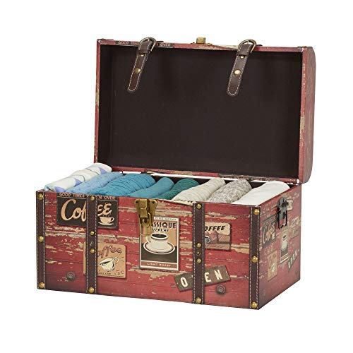 Household Essentials 9245-1 Medium Decorative Home Storage Trunk - Luggage Style - Coffee Shop Design , Orange #TOP6