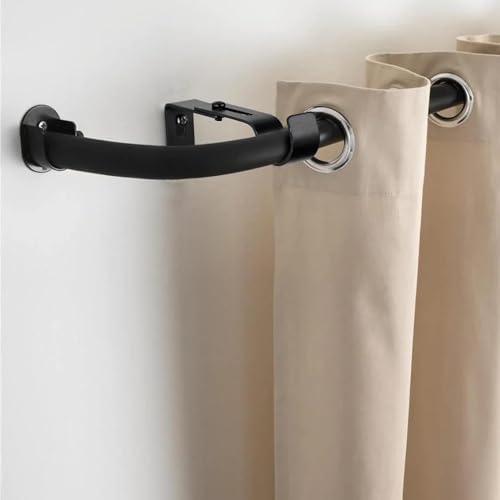 2 Stück Gardinenstange Halterung Schwarz - Wandhalterung für Gardinenstänge, Verstellbar (6-9cm Abstand zur Wand) - Für Ø 20-25 mm Stangen (2 Schwarz)