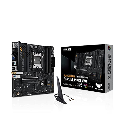ASUS TUF Gaming A620M-PLUS WiFi Motherboard Socket AMD A620 (Ryzen 7000, Micro-ATX, DDR5 Memory, PCIe 4.0, Wi-Fi 6, USB 3.2 Gen 2, Aura Sync) by ASUS - Used condition - US$98.74