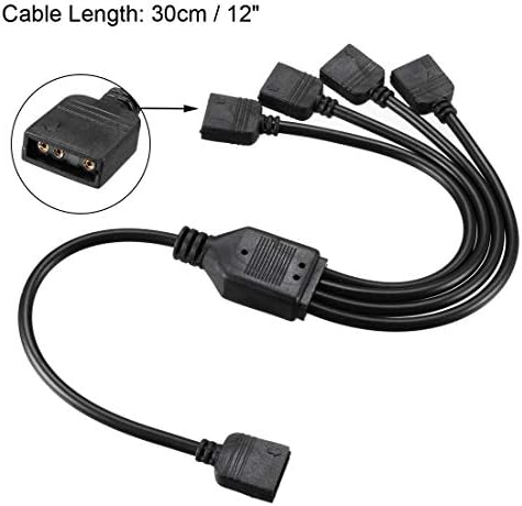 sourcing map RGB Splitter Cable 1 Female to 4 Female 3 Pin Extension Connector Cord Wire for 5050 3528 LED Light Strips 30cm Length