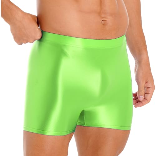 YiZYiF Men's Elastic Nylon Glossy Underwear High Waist Sports Bottoms Swimming Trunck Boxer Shorts3