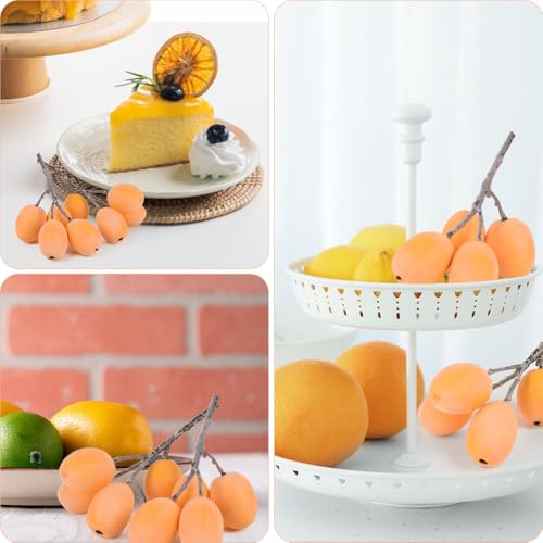 LUEYAO Artificial Loquat Fake Loquats Artificial Lifelike Fruit Fake Fruit Model Home House Kitchen Party Decoration Photography Props(8pcs)