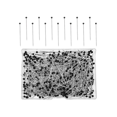 500 PCS Sewing Pins, Ball Glass Head Pins, 1.5 inch Straight Pin, Ball Head Quilting Pin, Straight Pin for Fabric (Black)