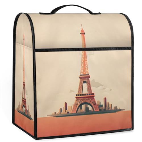 Coffee Maker Cover Eiffel Tower Kitchen Appliance Covers Small Appliance Covers Blender Cover Juicer Cover Dust Covers for Kitchen Appliances with Top Handle and Pockets,Washable,C405