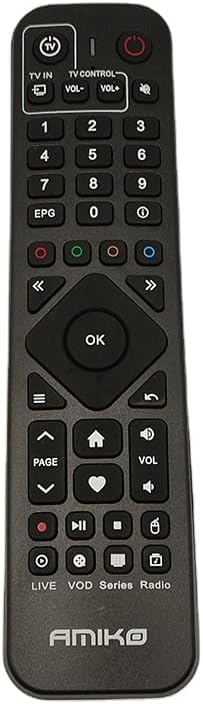 AE - Amiko Remote Control No BT UNIVERSAL All A6 A9 A11 MODELS Green Plus +A9Z A4 A5 Series LX800 A6N A6N MAXs RED BLU MYTV3 (Black)